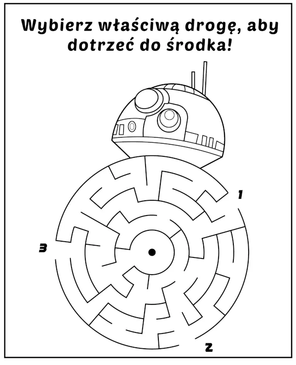 Labirynt BB8 zagadki Star Wars do druku
