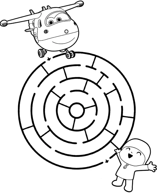 Labirynt dla dzieci super wings - Ausmalbild zum Ausdrucken