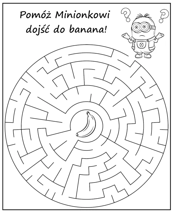 Labirynt droga minionka do banana do druku
