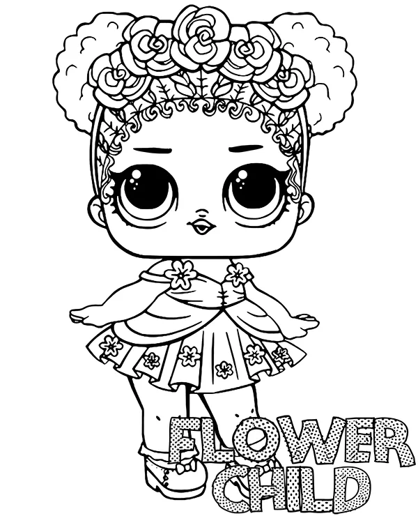 Lalka flower child kolorowanka lol surprise - Ausmalbild zum Ausdrucken