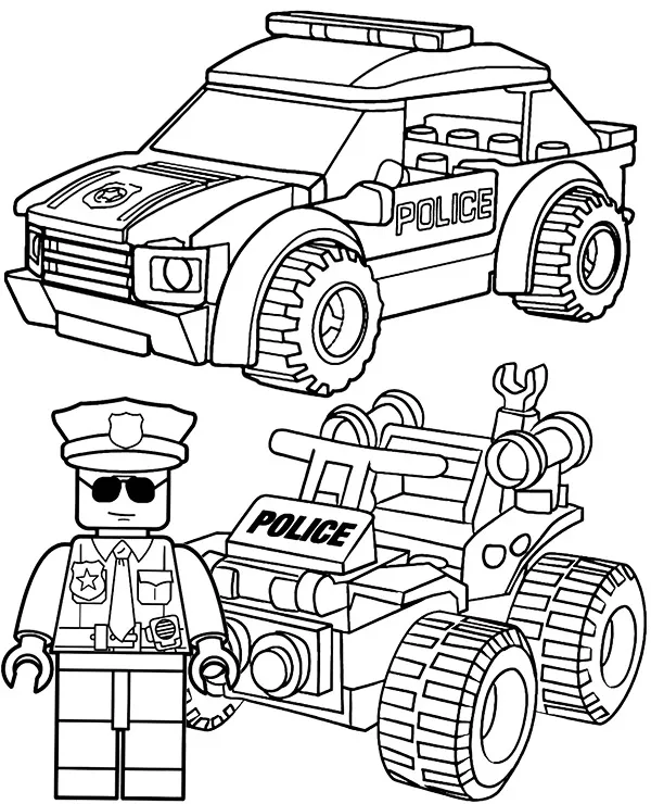 Lego policja kolorowanka - Ausmalbild zum Ausdrucken