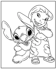 Kolorowanka Lilo i Stitch główni bohaterowie mini