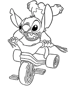 Lilo i stitch kolorowanka z rowerem mobile - Ausmalbild zum Ausdrucken
