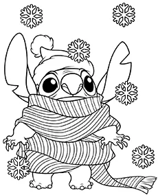 Lilo i stitch zimowa kolorowanka snieg mobile - Ausmalbild zum Ausdrucken