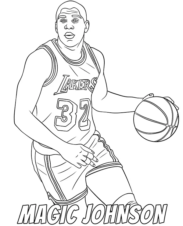 Magic johnson kolorowanka koszykarz - Ausmalbild zum Ausdrucken