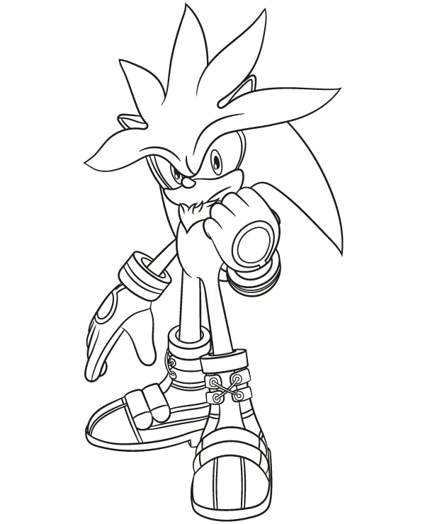 Malowanka Sonic Silver - Ausmalbild zum Ausdrucken