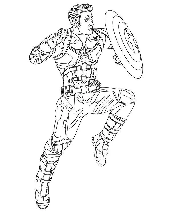 Malowanka avengers kapitan ameryka - Ausmalbild zum Ausdrucken