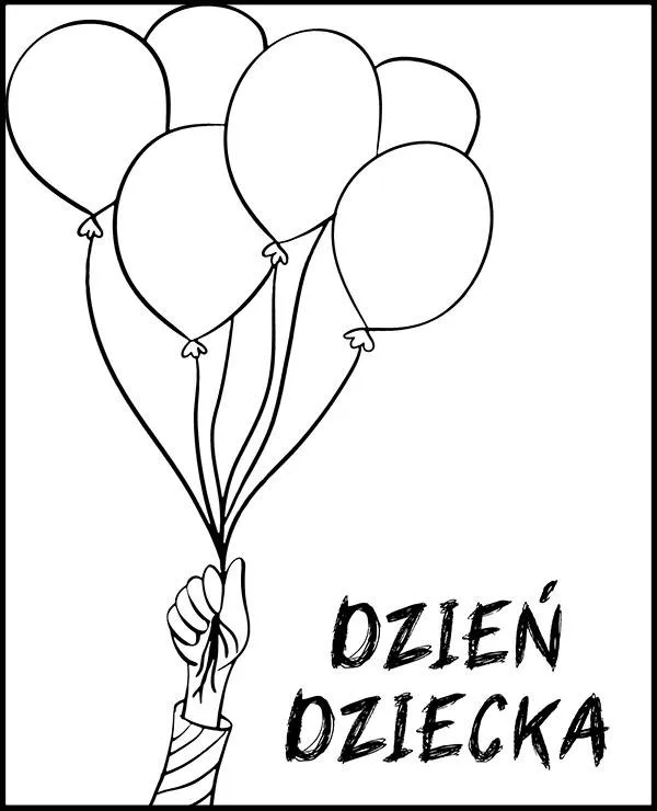 Malowanka dzien dziecka balony - Ausmalbild zum Ausdrucken