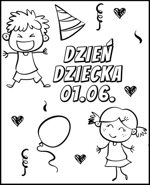 Malowanka dzien dziecka chlopiec dziewczynka - Ausmalbild zum Ausdrucken
