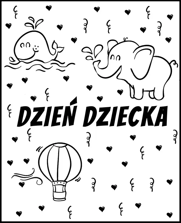 Kolorowanka do druku Dzień Dziecka zwierzęta