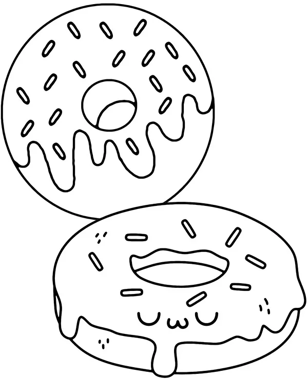 Malowanka jedzenie donut paczki amerykanskie - Ausmalbild zum Ausdrucken