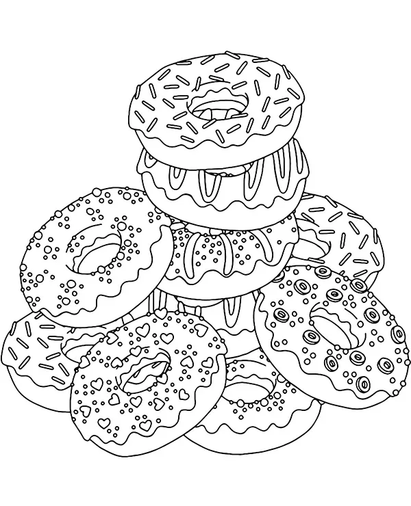 Malowanka jedzenie donuty paczusie - Ausmalbild zum Ausdrucken