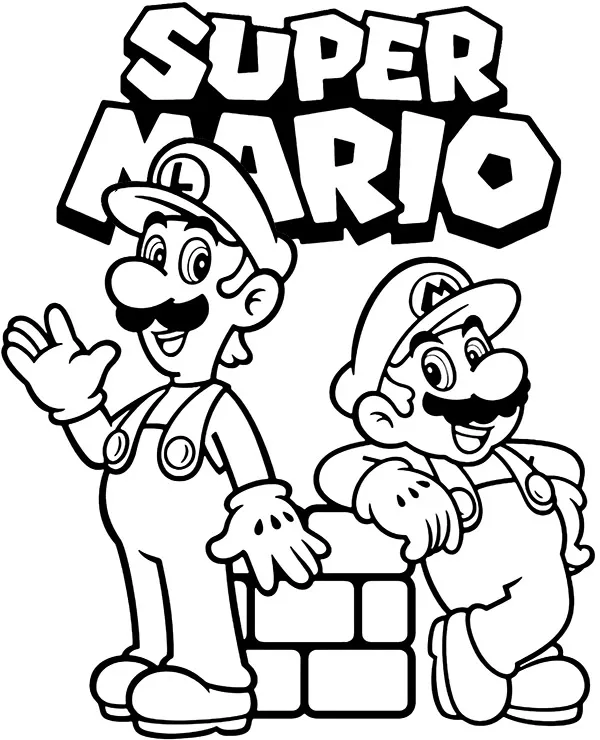 Malowanka mario luigi - Ausmalbild zum Ausdrucken