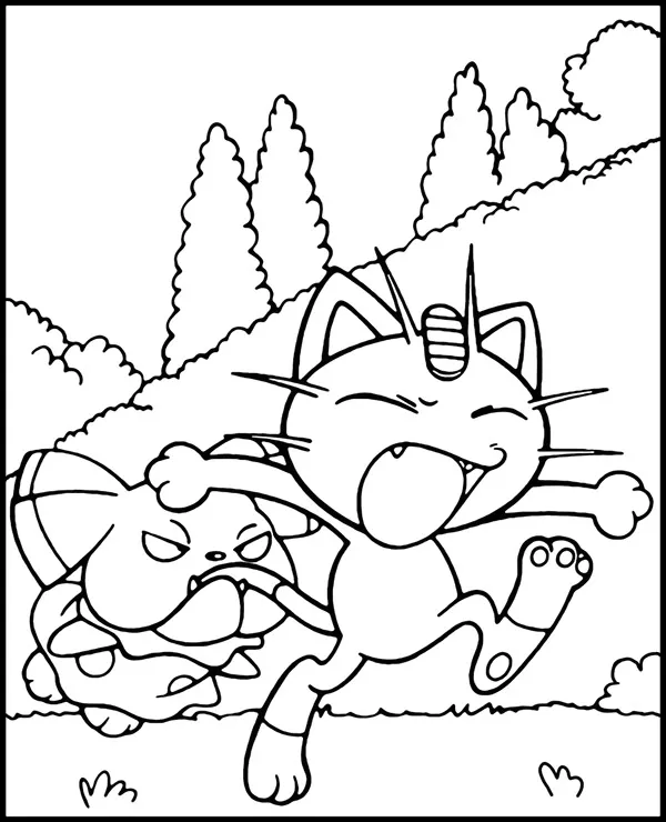 Malowanka pokemon alolan meowth - Ausmalbild zum Ausdrucken