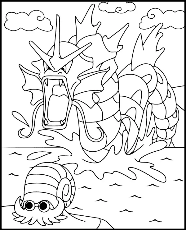 Malowanka pokemon gyarados - Ausmalbild zum Ausdrucken