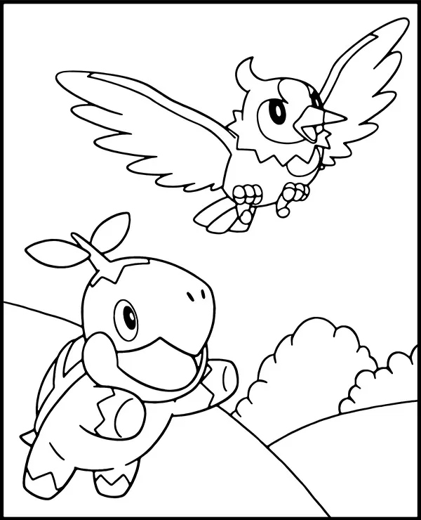 Malowanka pokemon turtwig - Ausmalbild zum Ausdrucken