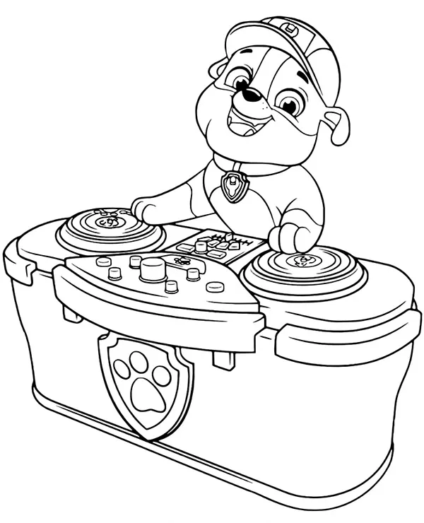 Psi Patrol DJ Rubble kolorowanka do druku