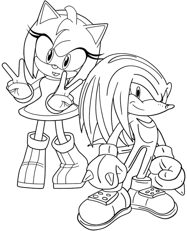 Kolorowanka Knuckles Amy do druku dla dzieci