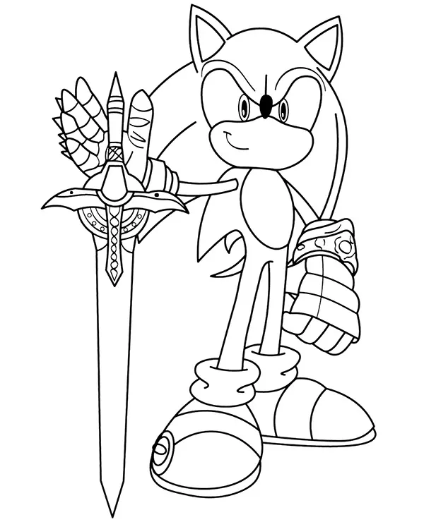 Malowanka z sonic z mieczem - Ausmalbild zum Ausdrucken