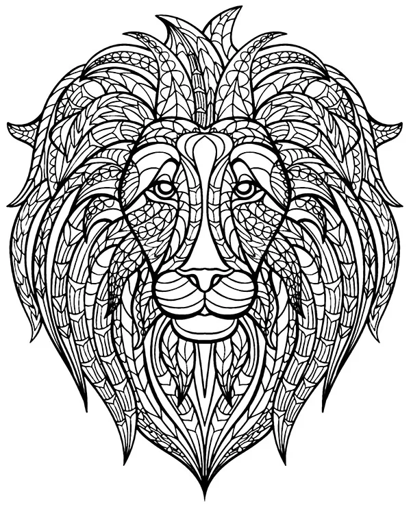 Mandala kolorowanka glowa lwa - Ausmalbild zum Ausdrucken