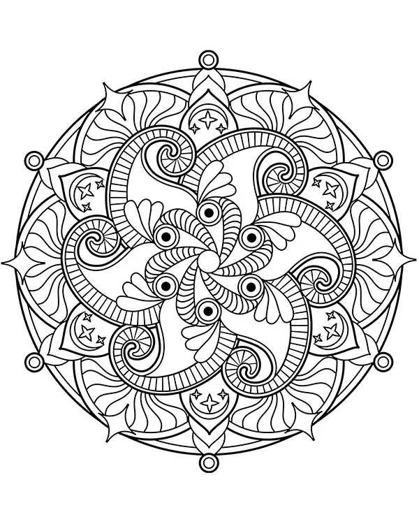 Mandala kolorowanka relaksacyjna oriantalna - Ausmalbild zum Ausdrucken