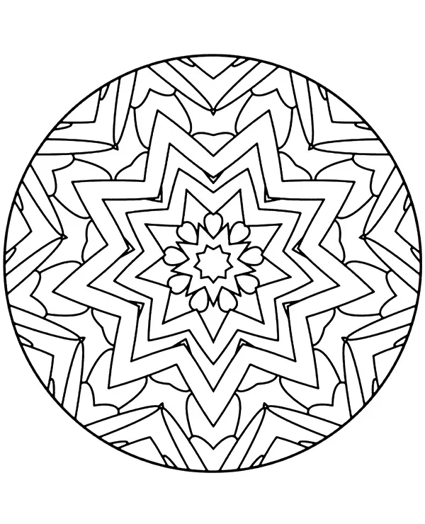 Mandala okragla gwiazda - Ausmalbild zum Ausdrucken
