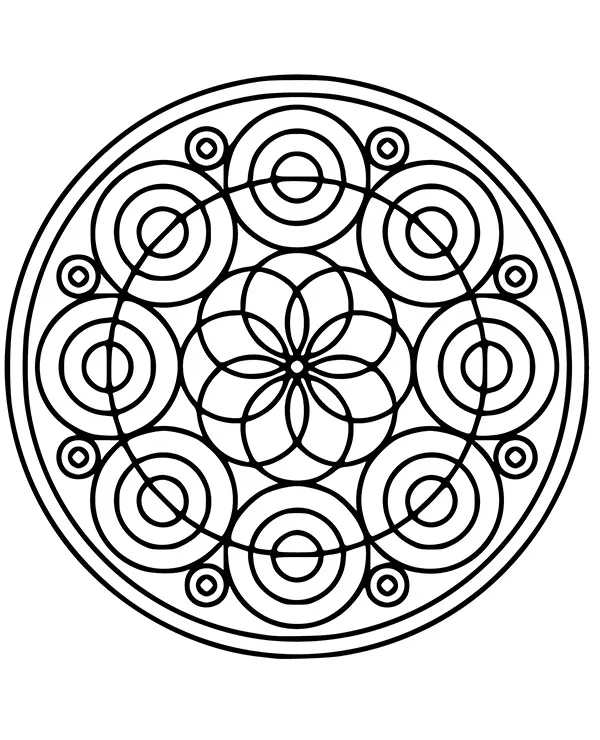Mandala okragla okregi - Ausmalbild zum Ausdrucken