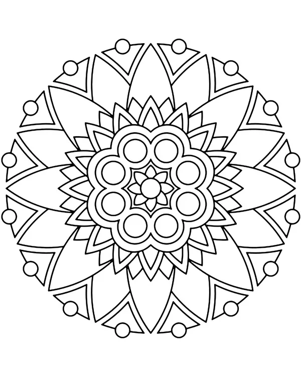 Mandala okragla wartwowa - Ausmalbild zum Ausdrucken
