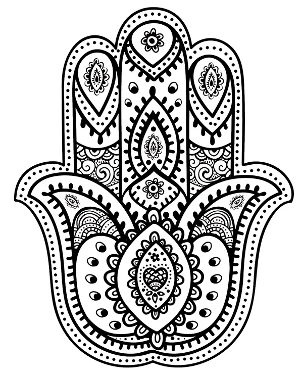 Mandala symbole kolorowanka dlon - Ausmalbild zum Ausdrucken