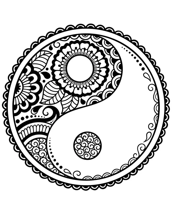 Mandala symbole kolorowanka jing jang - Ausmalbild zum Ausdrucken