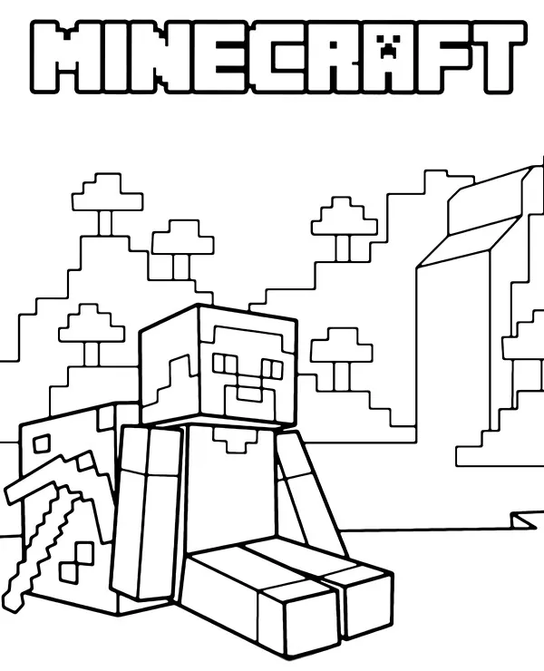Minecraft kolorowanka herobire - Ausmalbild zum Ausdrucken