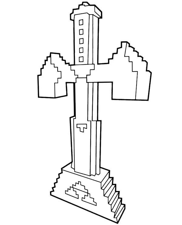 Minecraft miecz kolorowanka dla dzieci do druku