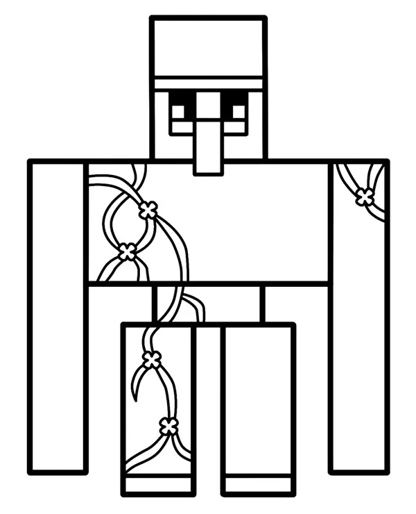 Minecraft kolorowanka zelazny golem - Ausmalbild zum Ausdrucken