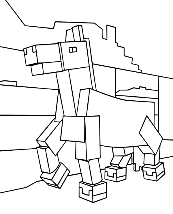 Minecraft kolorowanka zwierzeta kon nowa - Ausmalbild zum Ausdrucken