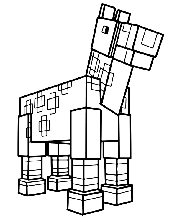 Minecraft kolorowanka zwierzeta kon - Ausmalbild zum Ausdrucken