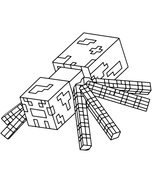 Minecraft kolorowanka zwierzeta pajak - Ausmalbild zum Ausdrucken