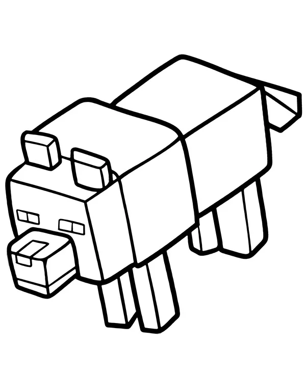 Minecraft kolorowanka zwierzeta wilk - Ausmalbild zum Ausdrucken