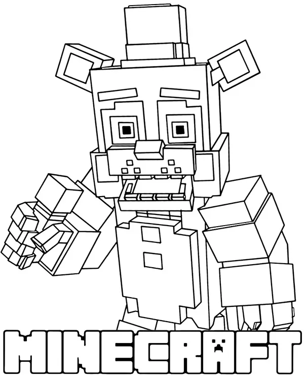 Minecraft kolorowanki freddy fazbear - Ausmalbild zum Ausdrucken