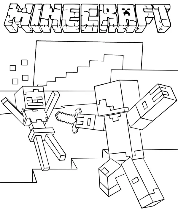 Minecraft walka kolorowanka do druku dla dzieci