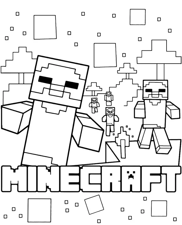 Minecraft kolorowanki zombie - Ausmalbild zum Ausdrucken