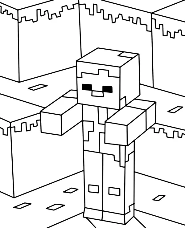 Minecraft zombie malowanka do druku dla dzieci