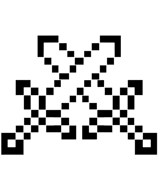 Minecraft narzedzia kolorowanka dwa miecze - Ausmalbild zum Ausdrucken