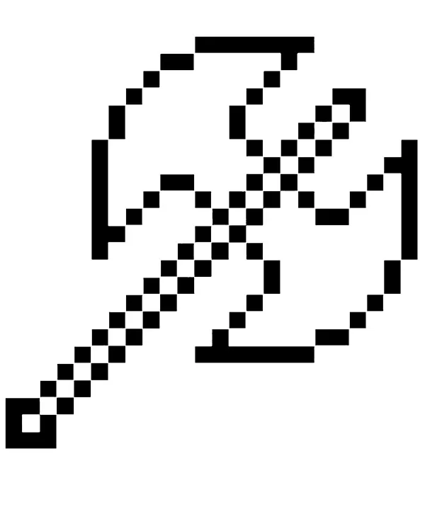Minecraft narzedzia kolorowanka podwojna siekiera - Ausmalbild zum Ausdrucken