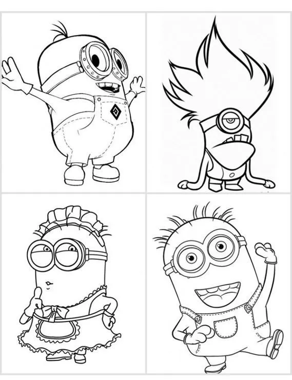 Minionki kolorowanka - Ausmalbild zum Ausdrucken