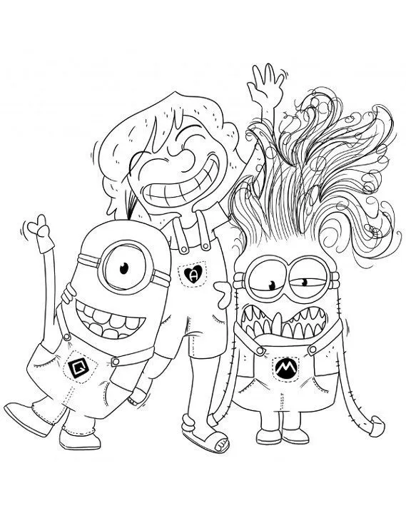 Minionki kolorowanka - Ausmalbild zum Ausdrucken