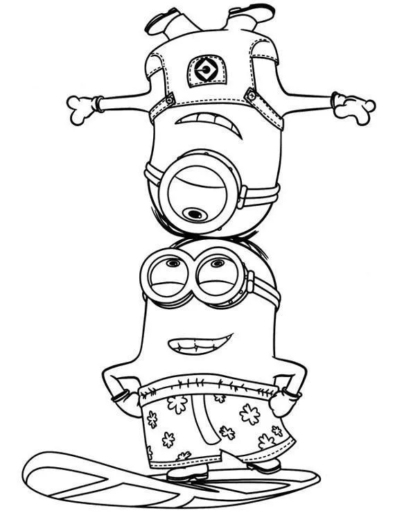 Minionki kolorowanka 28 - Ausmalbild zum Ausdrucken