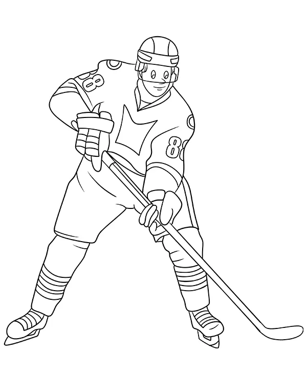 Nhl zawodnik kreskowkowy kij kolorowanka - Ausmalbild zum Ausdrucken