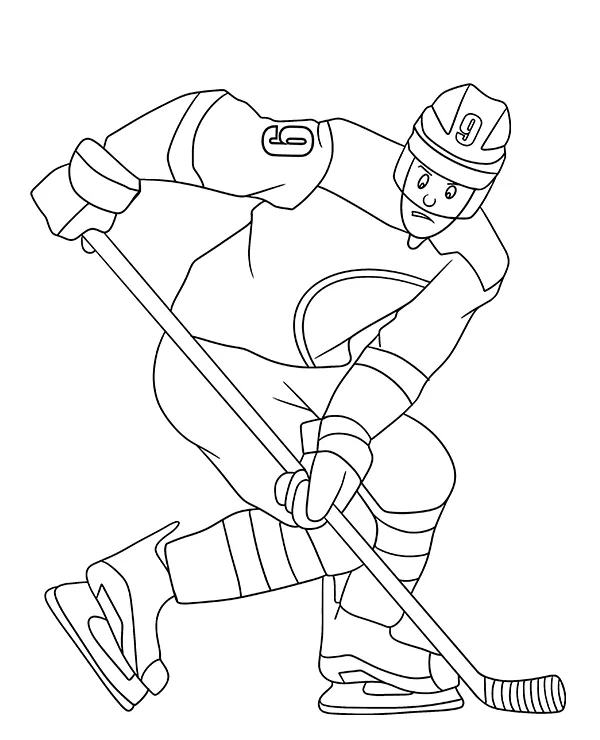 Nhl zawodnik kreskowkowy obronca kolorowanka - Ausmalbild zum Ausdrucken