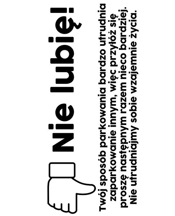 Nie lubie parkowanie - Ausmalbild zum Ausdrucken