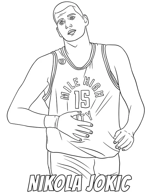 Nikola jokic kolorowanka koszykarz - Ausmalbild zum Ausdrucken